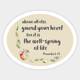 Christian Bible Verse: Above all else, guard your heart (with apple illustration) Sticker